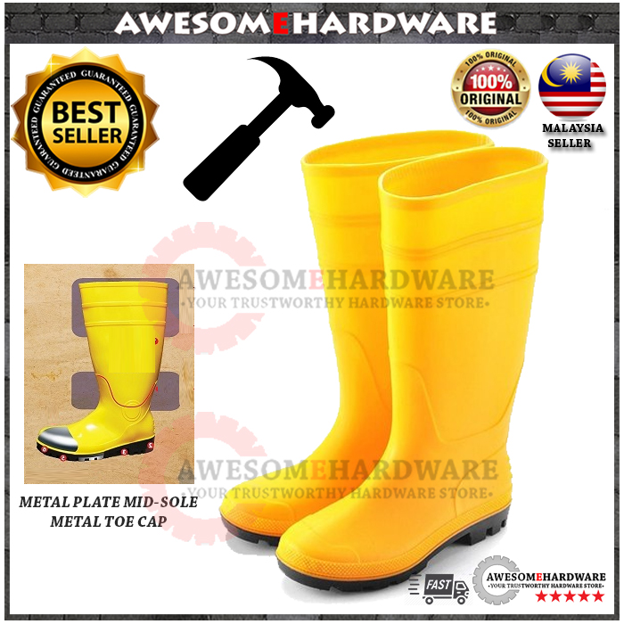 WELLINGTON YELLOW SAFETY BOOT RUBBER BOOT RAIN BOOT WATER BOOT WITH ...