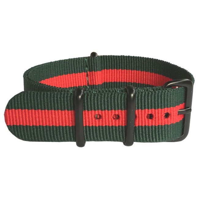 NATO Zulu Nylon Gucci Style Watch Strap 22mm Dark Green Red