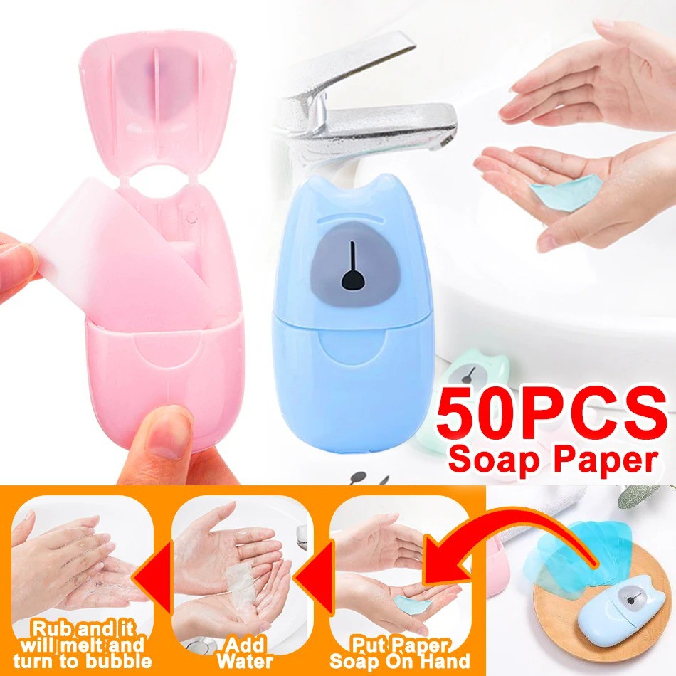 Elantas 50PCS Portable Travel Size Hand Washing Dissolving Soap Paper ...