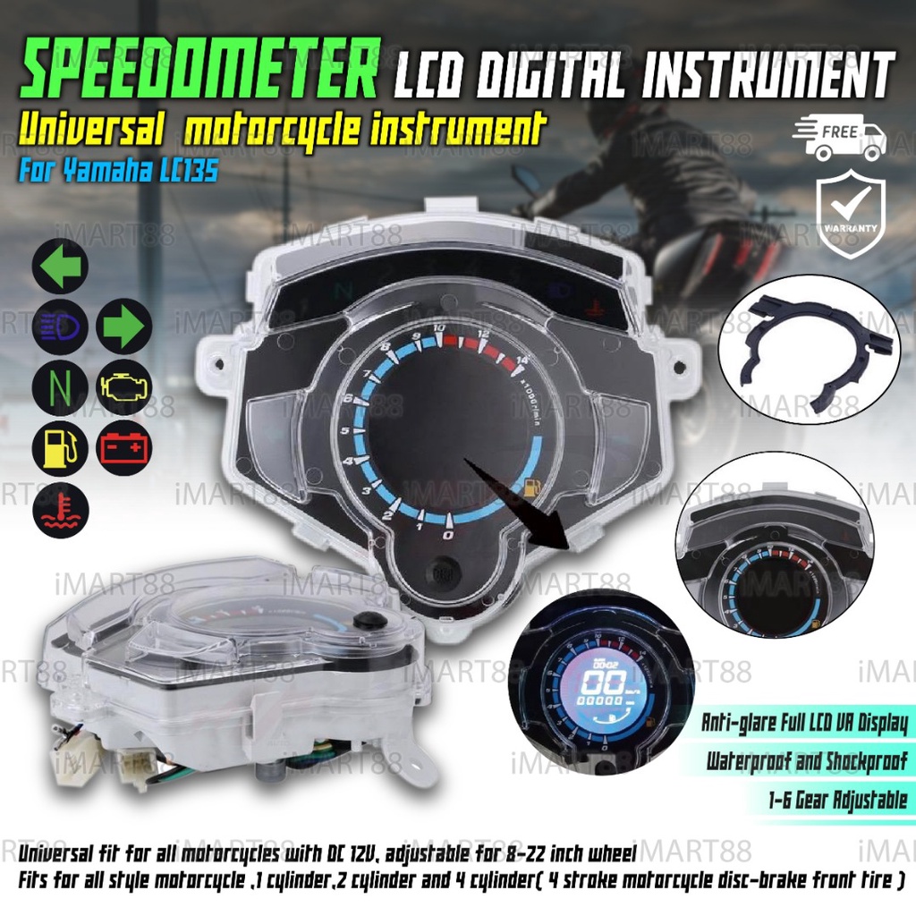 Yamaha LC135 V2 V3 V4 V5 V6 Motorcycle 7 Warna LED LCD Digital ...