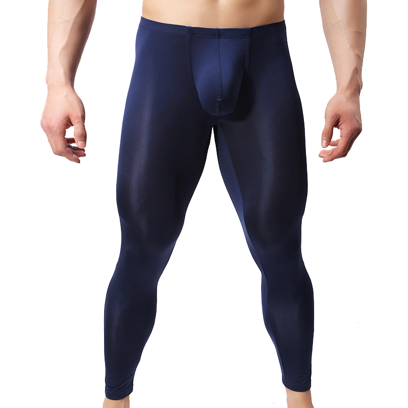 Men s Long Johns Ice Silk Underwear Ultra thin Leggings Men Home Lounge Pants Sleepwear Shopee Malaysia