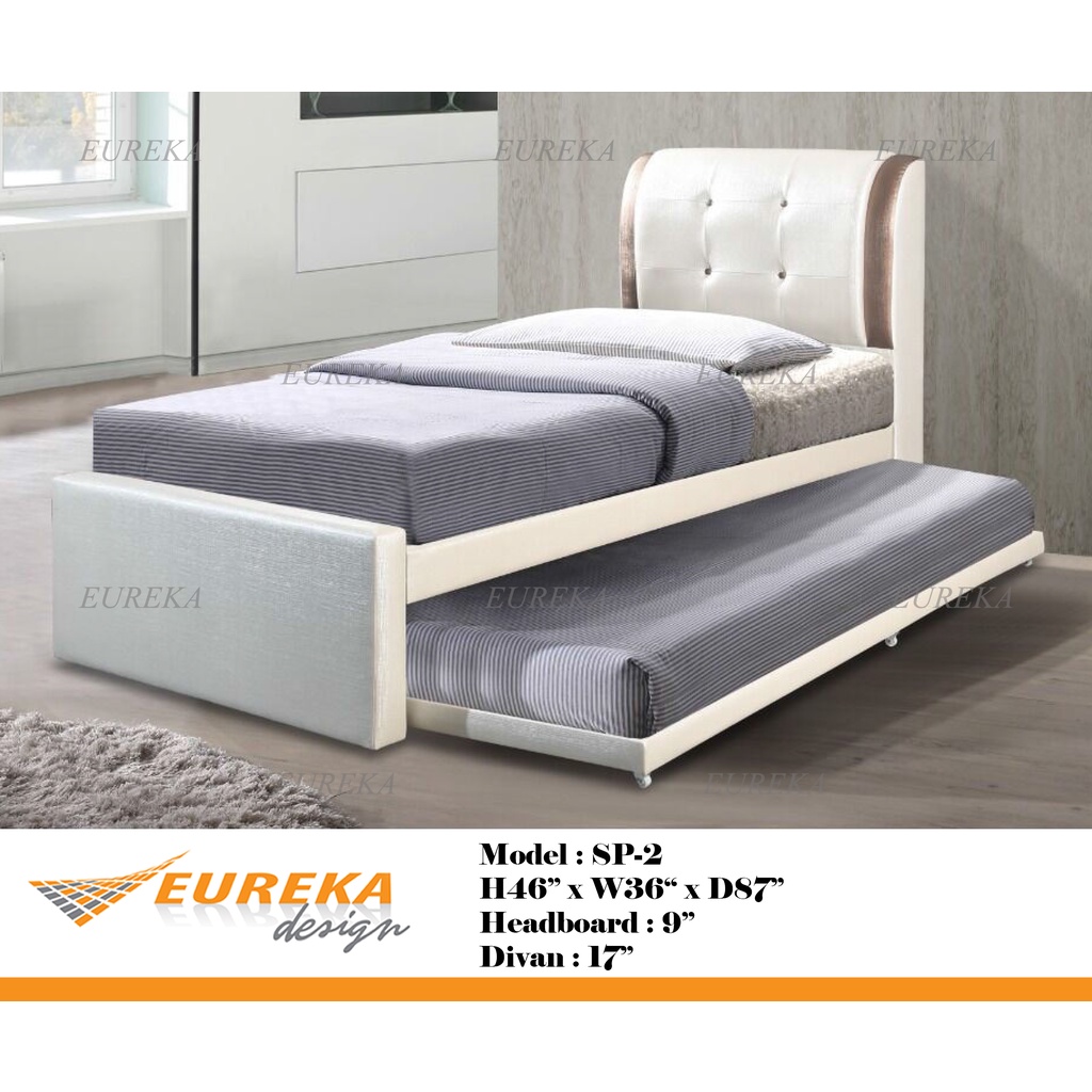 EUREKA Divan Bed Frame PVC Wood Pull Out Upholstery Modern SP2 / Katil ...