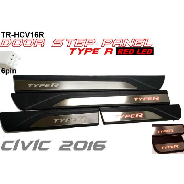 HONDA OEM TYPE R STYLE SIDE SILL PLATE Red LED DOOR WELCOME step door ...