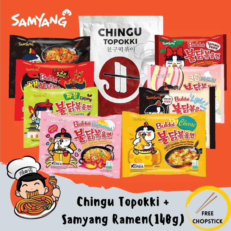set.1pcs Samyang Ramen+1 Chingu Topokki. Spicy/Cheese