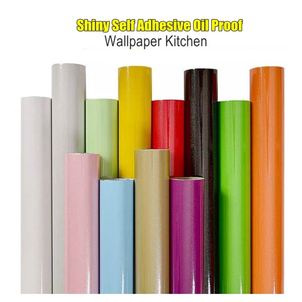 300CM X 60CM WALLPAPER GLOSSY REMOVABLE SELF ADHESIVE OIL PROOF WALLPAPER KITCHEN
