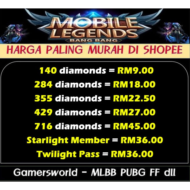 Mobile Legends Diamond Shopee Malaysia