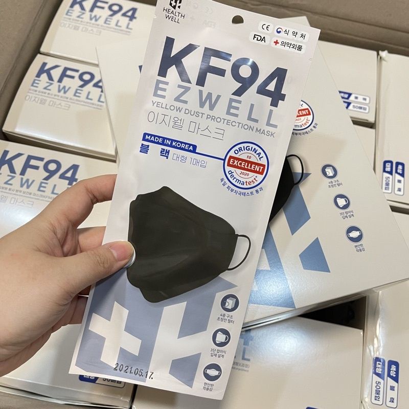 Made in Korea 1Pc EZWELL KF94 Black Face Mask 4 Ply Mask Shopee Malaysia
