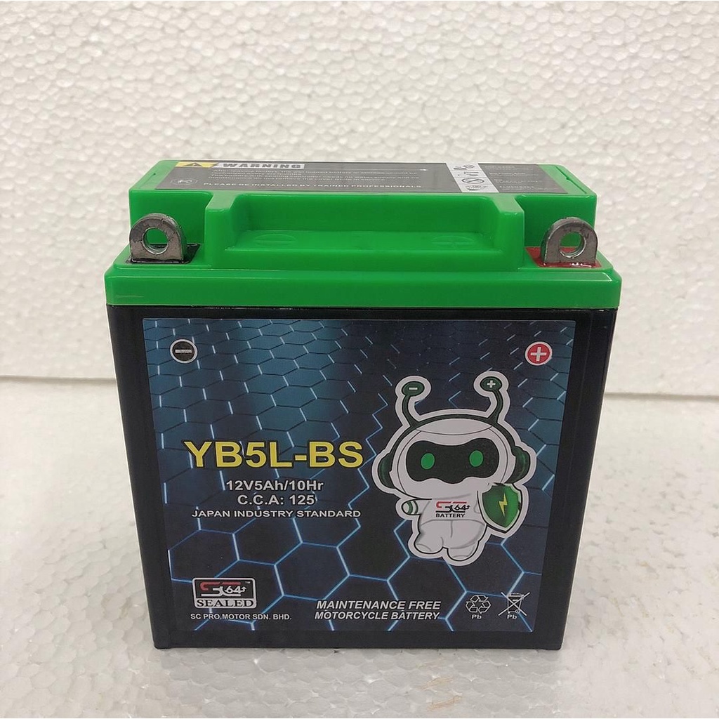 SC64 Sealed Battery YB5L 12V5AH/10HR 125CCA 3 Bulan Warranty | Shopee ...