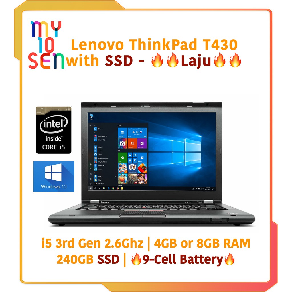 PACK Lenovo Thinkpad T430-8GO Ram-SSD Samsung-Révisé+Dock - Ordinateurs