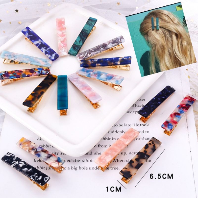 Korean Elegant Hair Clip Metal Acetate Hairpin Geometric Matte Color ...