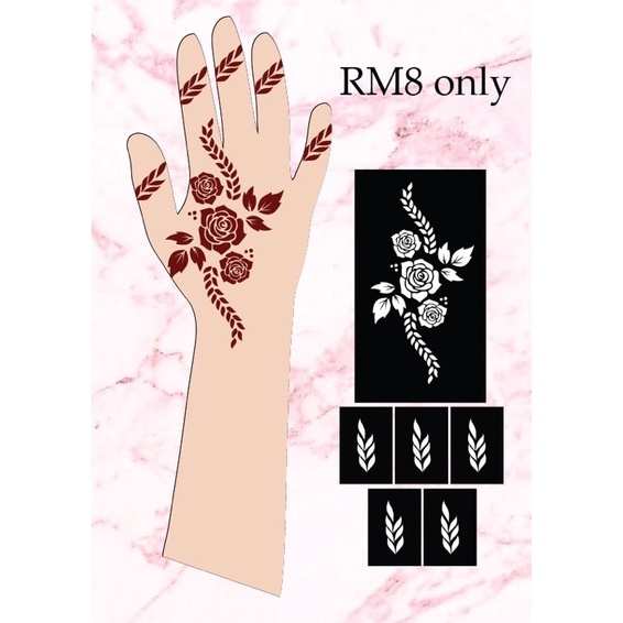 sticker inai edisi rose (tak termasuk inai) | Shopee Malaysia