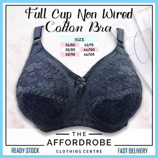 36-50 Big Plus Size Bra Full Cup B/C Cotton Lace Non-Wired Strap No  Padding/Baju Dalam Coli Wanita Bra Lembut Saiz Besar