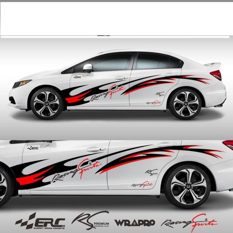 0301 Tribal racing sport striping Sticker, Vios Honda City sedan car ...