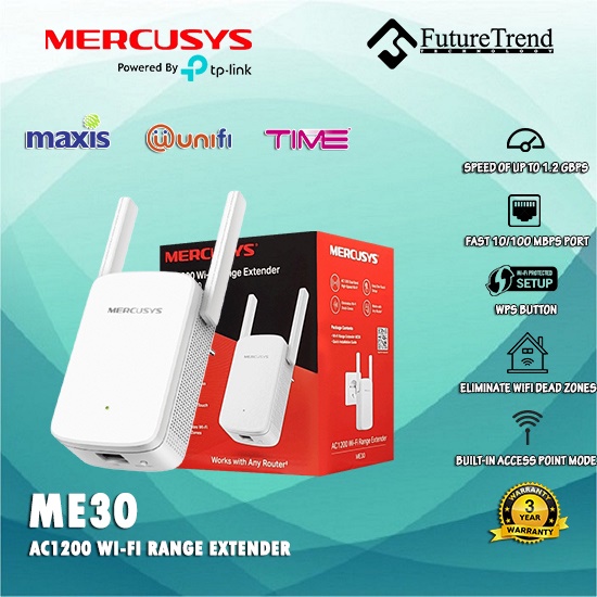 Mercusys ME30 AC1200 Wi-Fi Range Extender | Shopee Malaysia