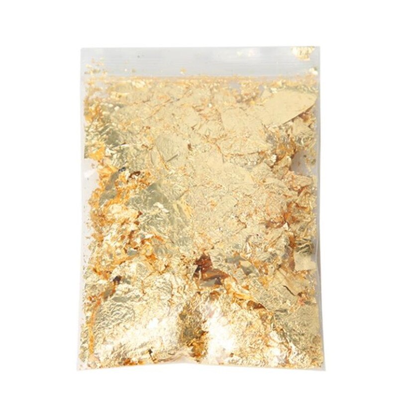 4g 24K Genuine Edible Grade Gold Leaf Schabin Flakes Decorate Cake Ice ...