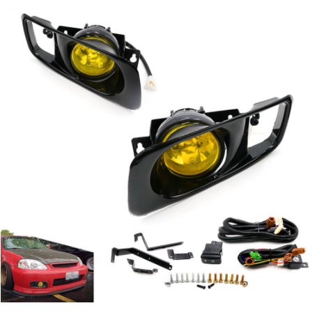 SHYFRULT Pair Yellow LED Fog Lights Compatible With 2016-2021 Honda Civic & More – 3.5" Round, 6000 Lumens, H11 Socket, Direct Bolt-On