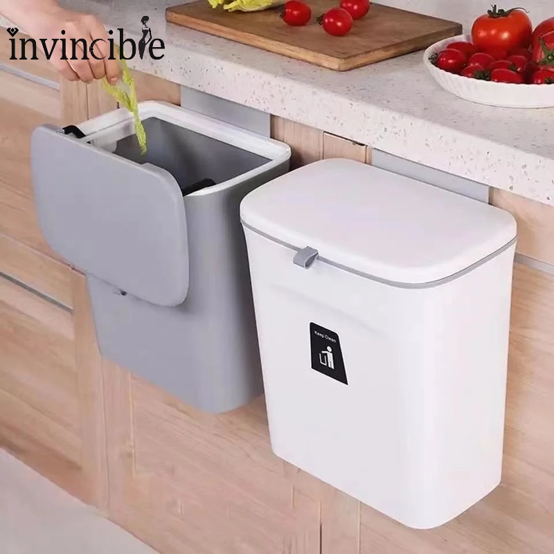 7/9L Portable Wall Mounted Dustbin/ Kitchen Bathroom Hanging Garbage ...
