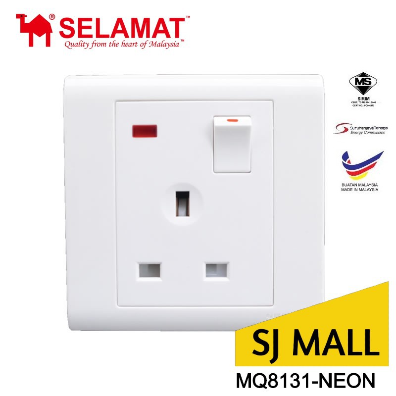 Selamat Switch Socket Mq8131 Neon Selamat Mq 8131s Neon 13a 1 Gang Switched Socket Outlet With 7580