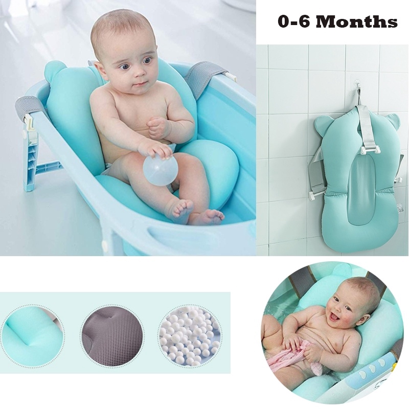 Baby Bath Tub Pillow Floating Anti-Slip Bath Cushion Soft Seat Bathtub  Support for Newborn 0-6 Months