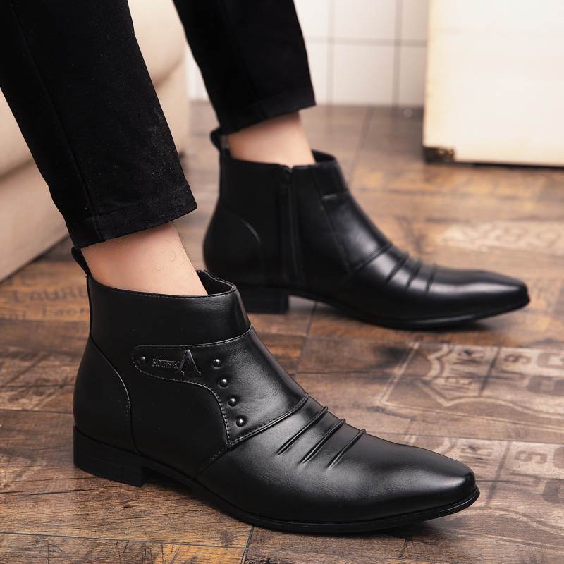 Formal zip ankle shoes for mens cheap