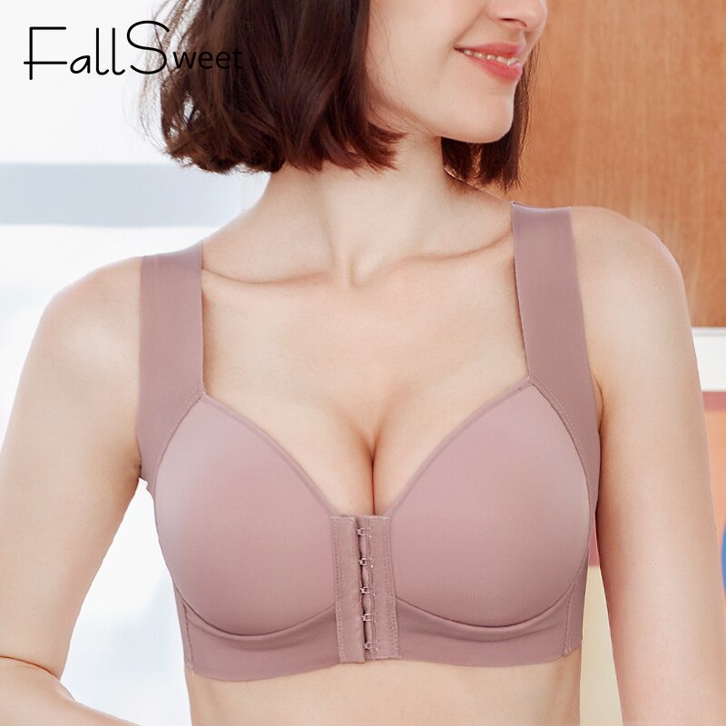 FallSweet Front Closure Bras for Women Plus Size Underwear Seamless Push Up  Brassiere Vest Top Sexy Bra 34 To 48