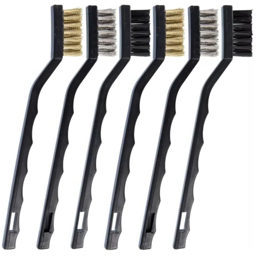 6 pcs Mini Brass Wire Brush Set Metal Rust Remover Brushes, Nylon