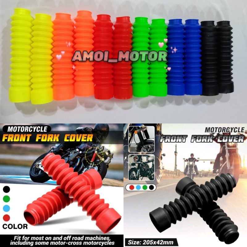 UNIVERSAL MOTORCYCLE RUBBER FRONT FORK COVER SHOCK PROTECTOR ABSORBER ...