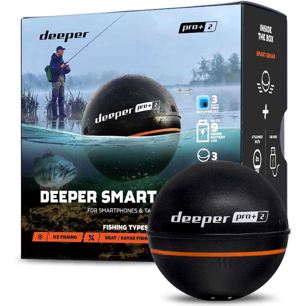 Deeper Pro Plus 2 Castable and Portable GPS Enabled Fish Finder Wireless  Smart Sonar Fish Radar Depth Finder