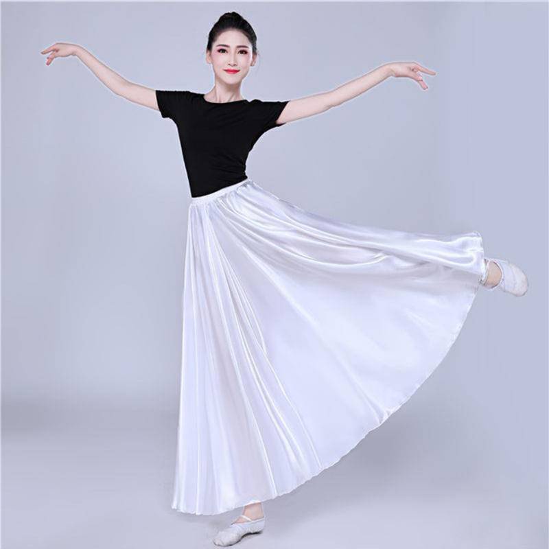 Satin Skirt 360 Degrees Belly Dance Long Skirt Gypsy Dancer Practice Wear Shopee Malaysia