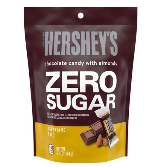 HERSHEY'S, Zero Sugar Chocolate with Almonds Candy Bars, Individually ...