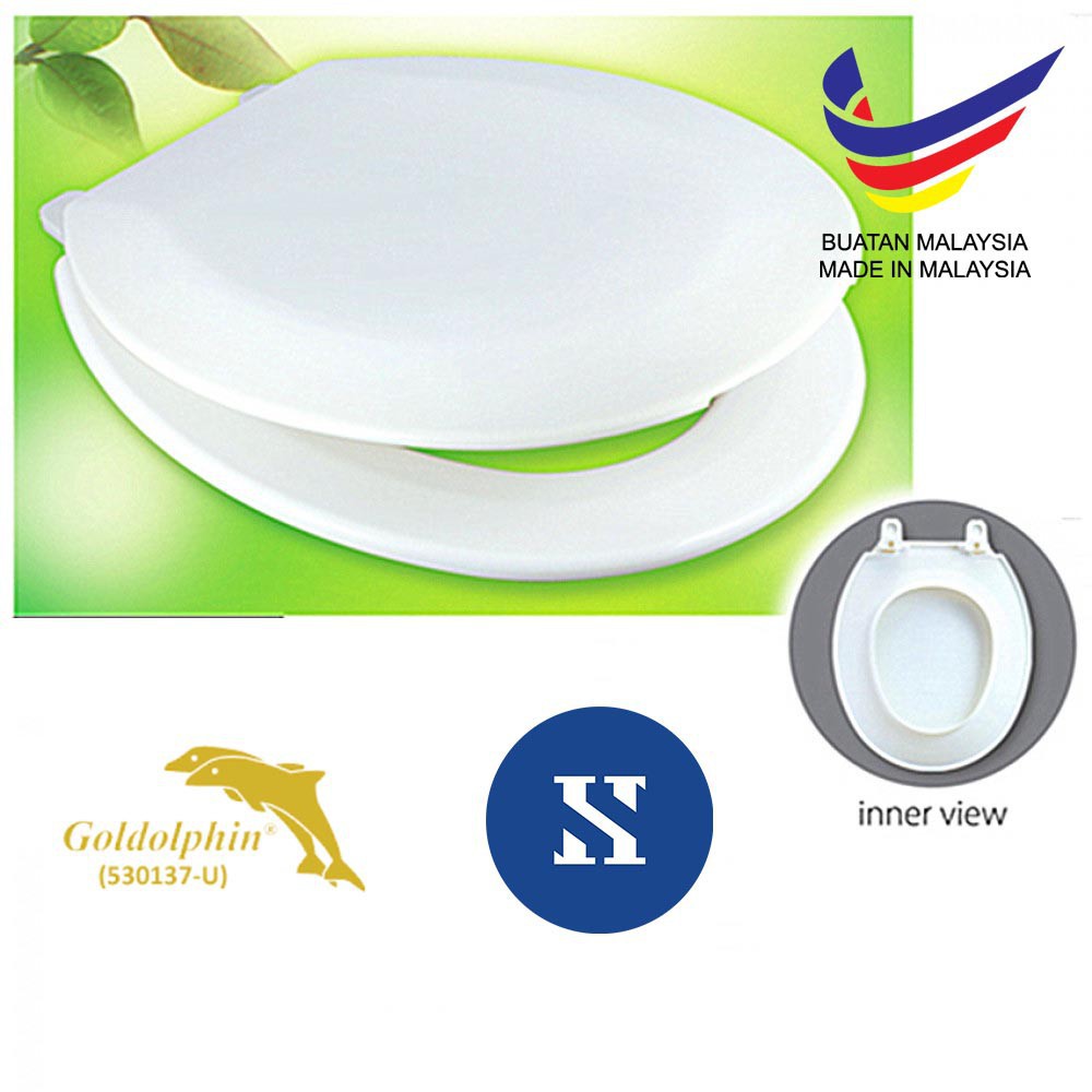 Local made Goldolphine White Toilet Bowl Seat Cover With Screw / Penutup Mangkuk Tandas Tempat