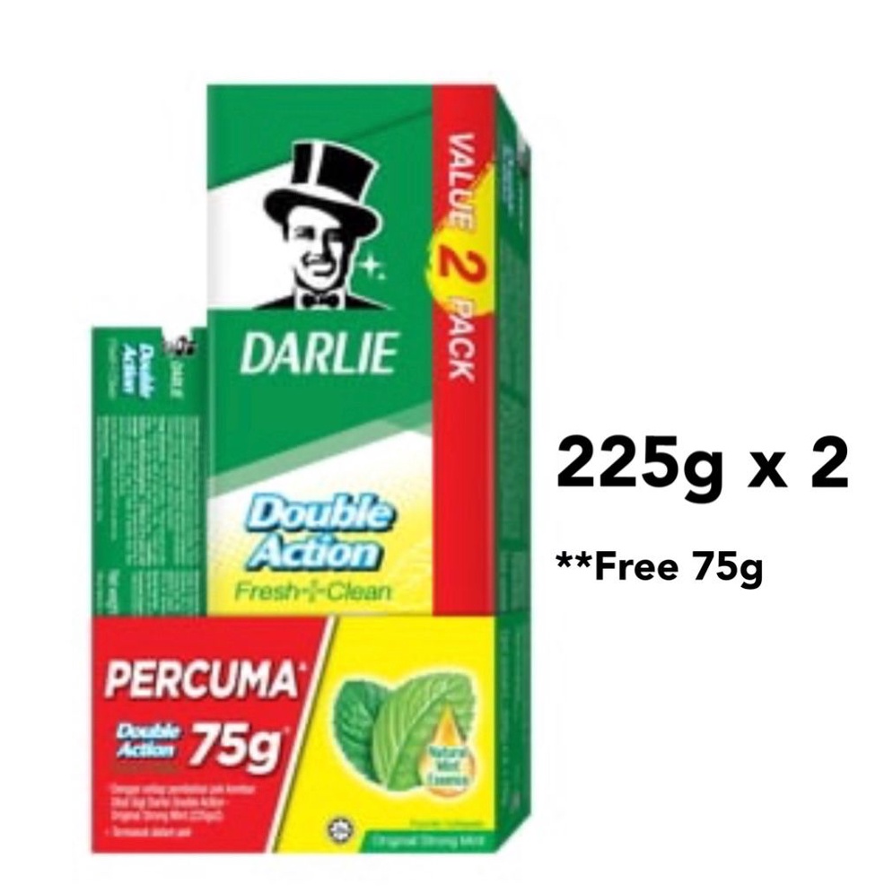 Darlie Toothpaste Double Action 2x225g **Free 75g Shopee Malaysia