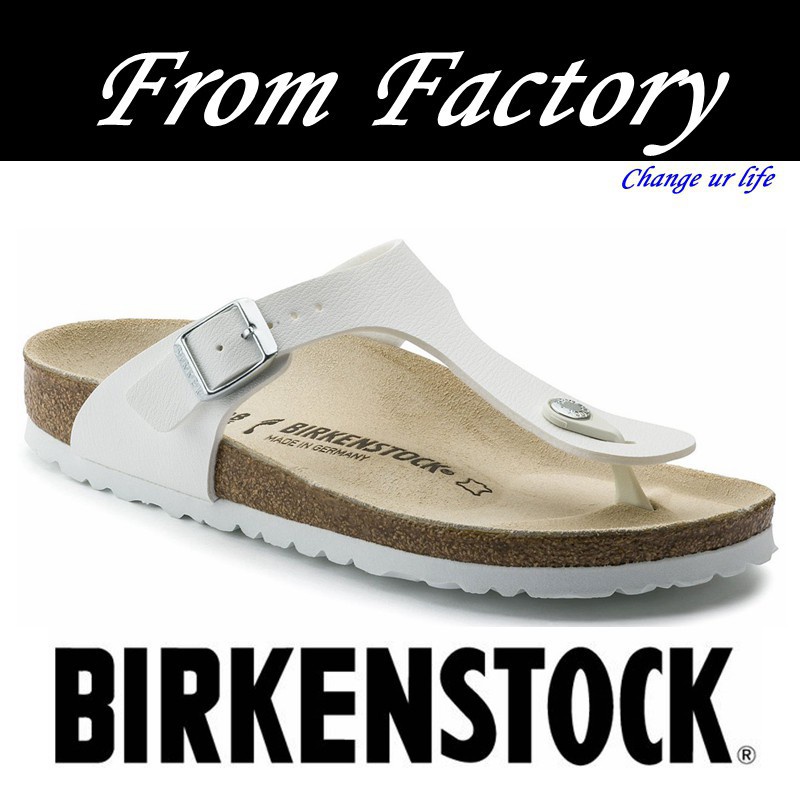 Birkenstocks Men Sandals Women Thong Gizeh Birko-Flor White | Shopee ...