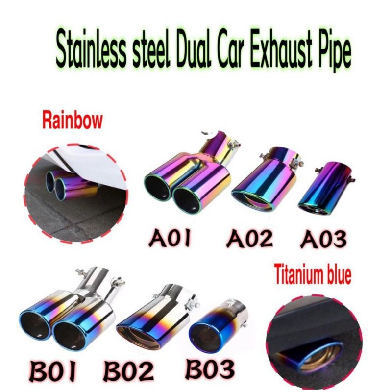 Stainless Steel Dual titanium Exhaust Pipe Car Rear Tail Muffler Tip ...