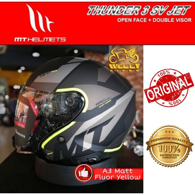 Casco integrale MT Helmets Thunder 3 Sv Isle Of Man A3 Nero Giallo Opaco