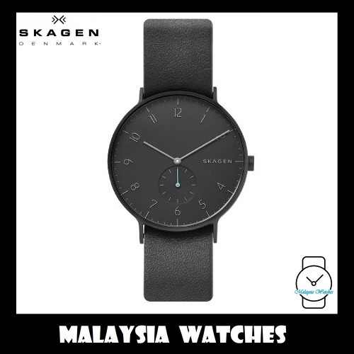 100 Original Skagen Mens SKW6480 Aaren Black Grey Reversible Leather Watch Shopee Malaysia