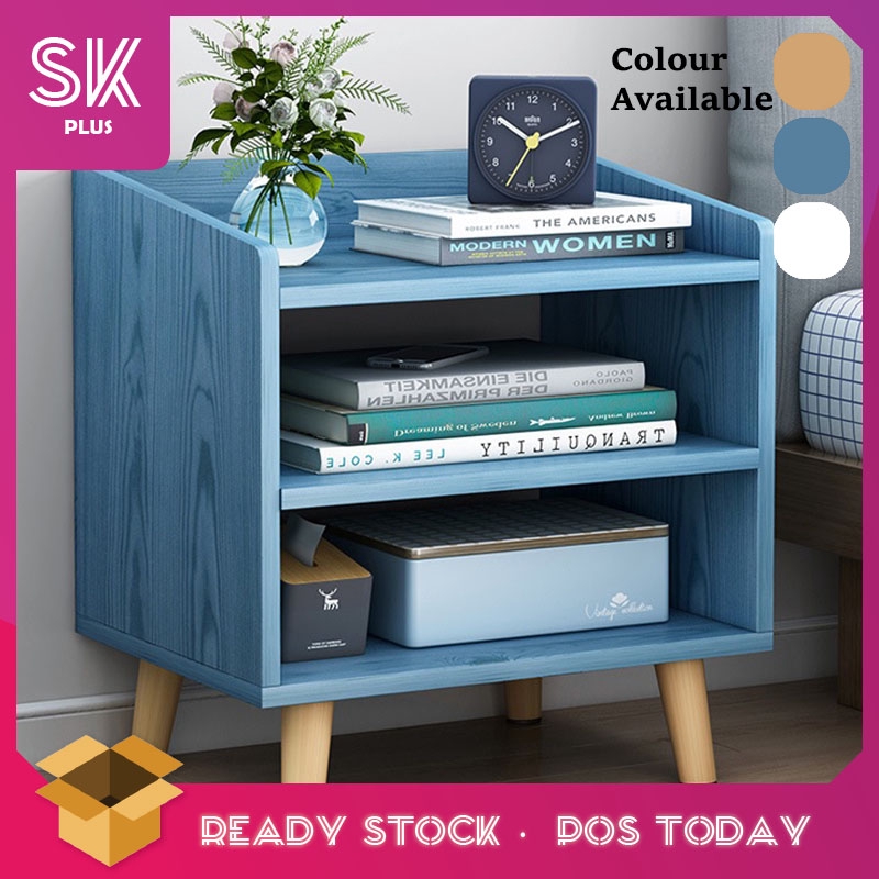 SKPLUS Simple Modern Multi functional Bedside Table Solid Wood Mini Shelf Storage