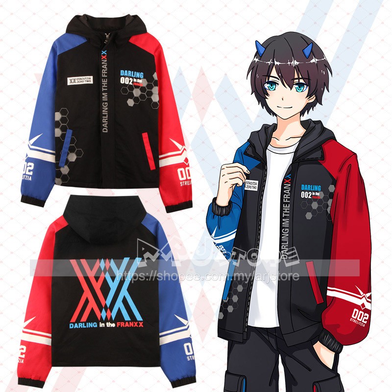 Anime DARLING in the FRANXX jacket hoodie 02 Zero Two National Team Zipped Outerwear Coat Hooded S XXXL 02 Shopee Malaysia