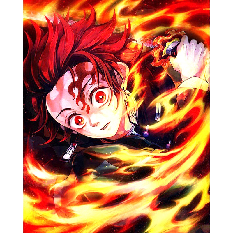 【ORFON】DIY Paint by Numbers Digital Painting Demon Slayer Tanjirou ...