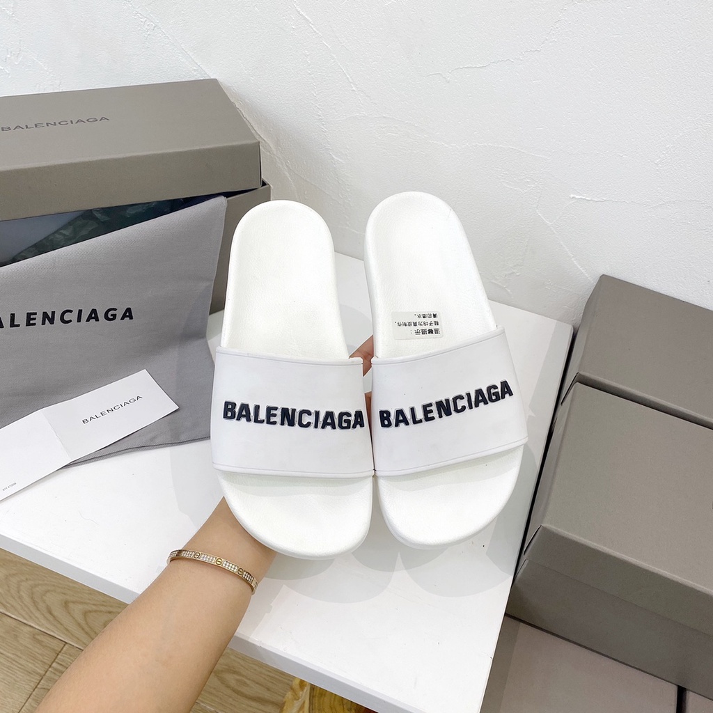 Balenciaga Flip Flop White Couple Models 2021S PU Foam Outsole Dermis ...