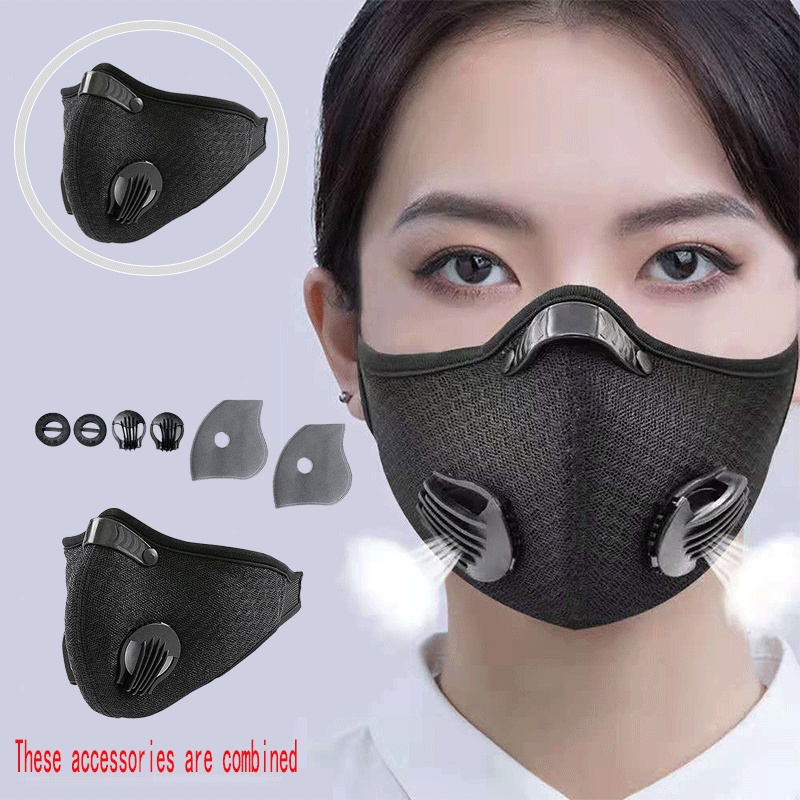 [Ready Stock] KN95 PM2.5 Dust Mask Activated Carbon Filter AntiPollution Cycling Sport Bicycle