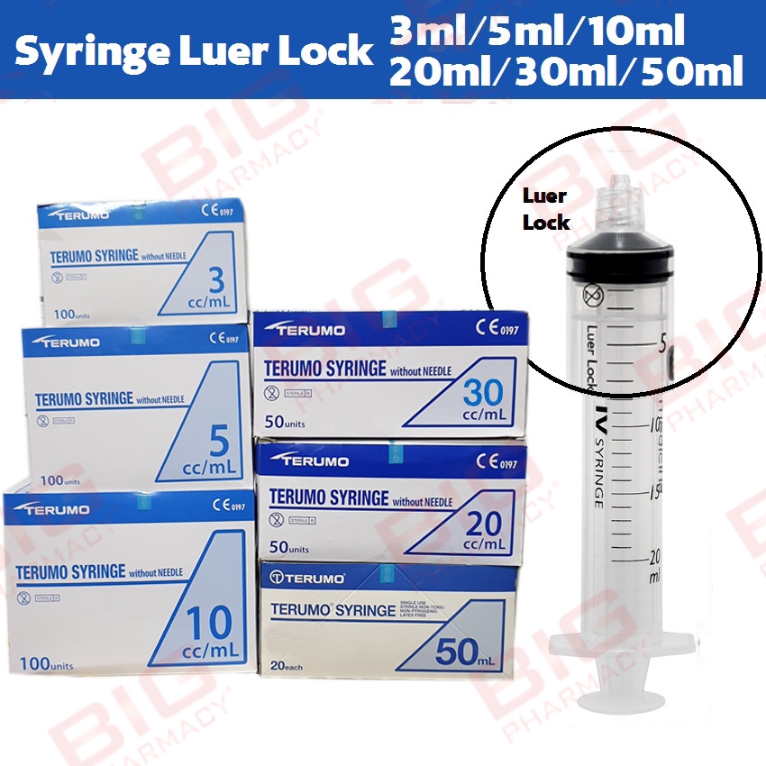 Terumo Syringe Luer Lock 3ml/3cc,5ml/5cc,10ml/10cc, 20ML/20cc, 30ml