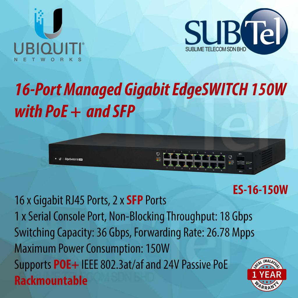 Ubiquiti Us-16-150W Managed 150W 16-Port Poe+ Gigabit Switch