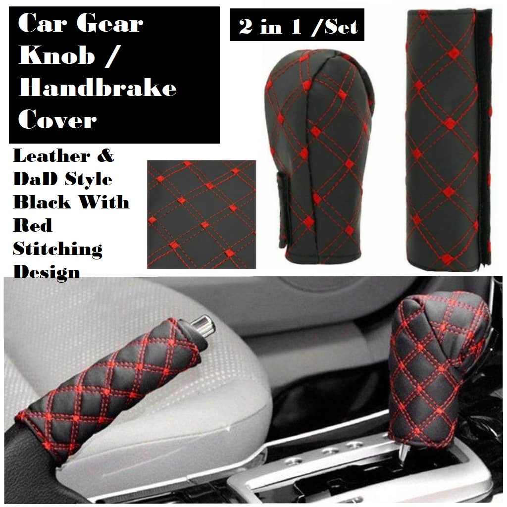 2PC Car Handbrake Cover Sleeve Shift Gear Knob Auto Manual Car Hand