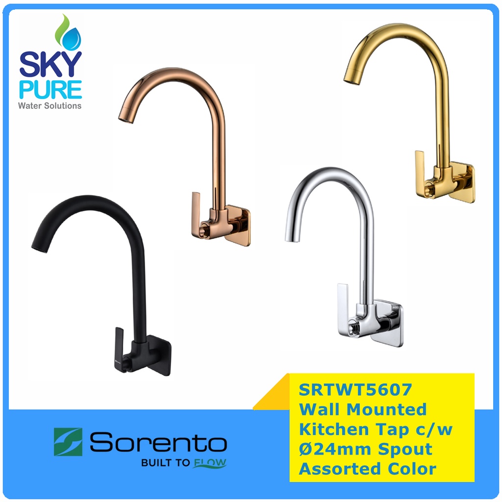 SORENTO SRTWT5607-BL Wall Mounted Kitchen Tap Matt Black SRTWT5607-GY Gold Sink Tap SRTWT5607-RG - View #7