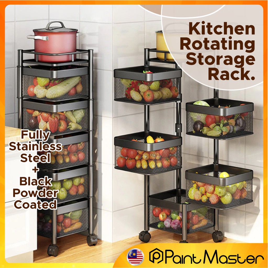 Rak Dapur Stainless Steel Kitchen Rack Mobile Kitchen Rotating Rack ...