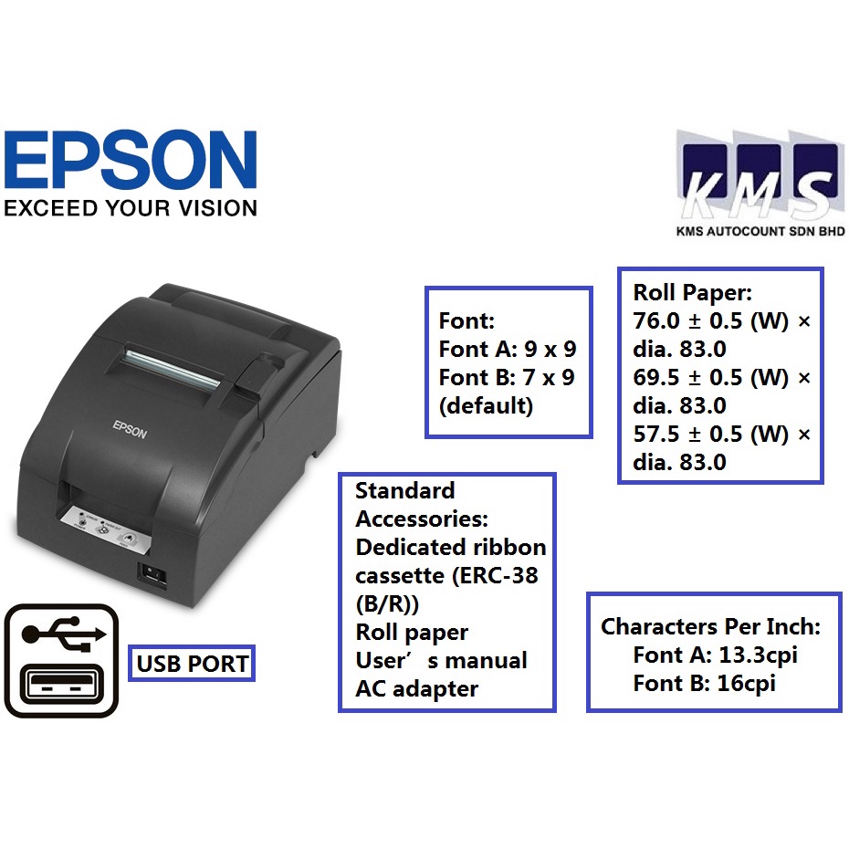 Epson TMU220D Dot Matrix Receipt Printer (USB Port) Shopee Malaysia