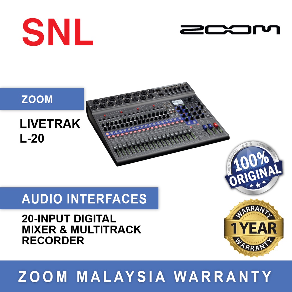 Zoom LiveTrak L20 20Input Digital Mixer & Multitrack Recorder