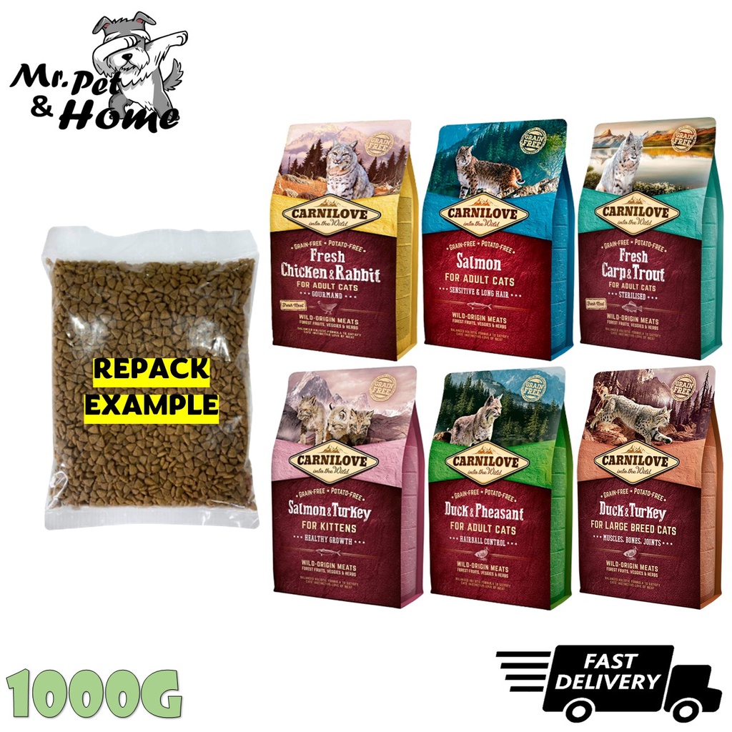 [REPACK CAT FOOD 1KG] Carnilove Cat Dry Food 1000G - ( Chicken Rabbit ...
