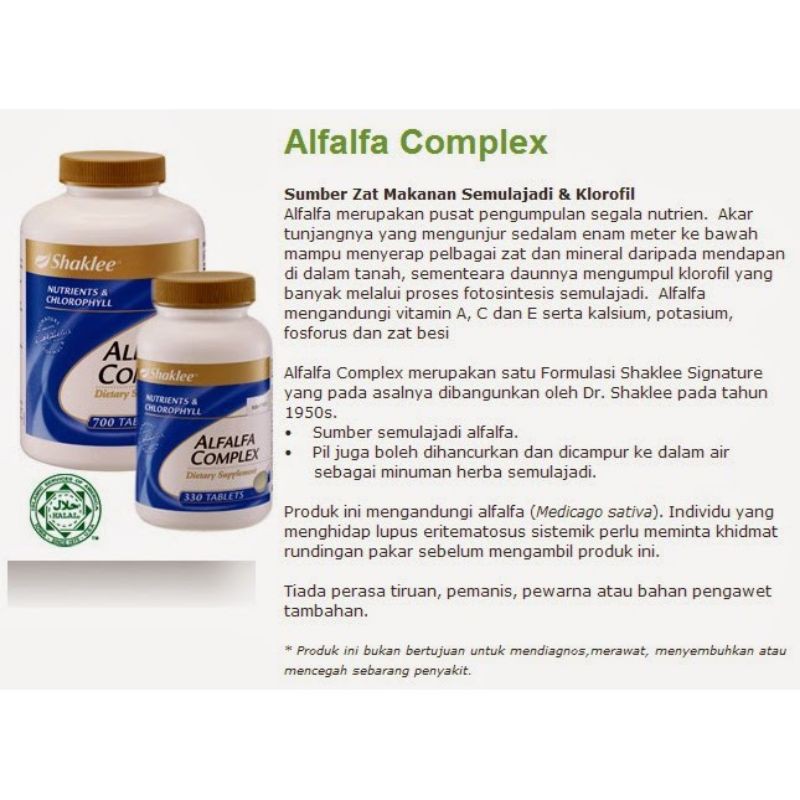 Alfalfa S Complex Shaklee New Stock Shopee Malaysia
